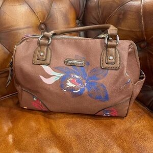 EUC Dana Buchman bag brown with flowers pocket inside clean condition.